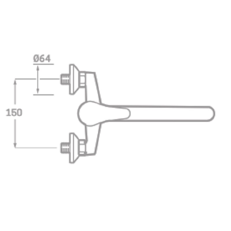 Monomando fregadero pared Basic Caño largo tubo 15CM. CIS