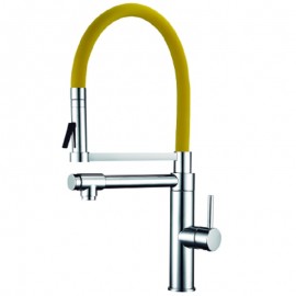 Grifo Monomando Fregadero Vertical Orientable con caño Serie Pilot Colours AMARILLO Cromo (Kalla)