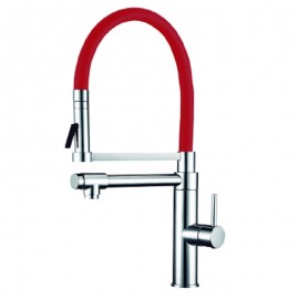 Grifo Monomando Fregadero Vertical Orientable con caño Serie Pilot Colours ROJO Cromo (Kalla)