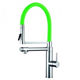 Grifo Monomando Fregadero Vertical Orientable con caño Serie Pilot Colours VERDE Cromo (Kalla)