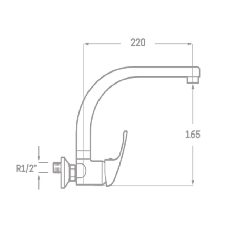 Grifo monomando fregadero pared BOET serie Cinco 110mm