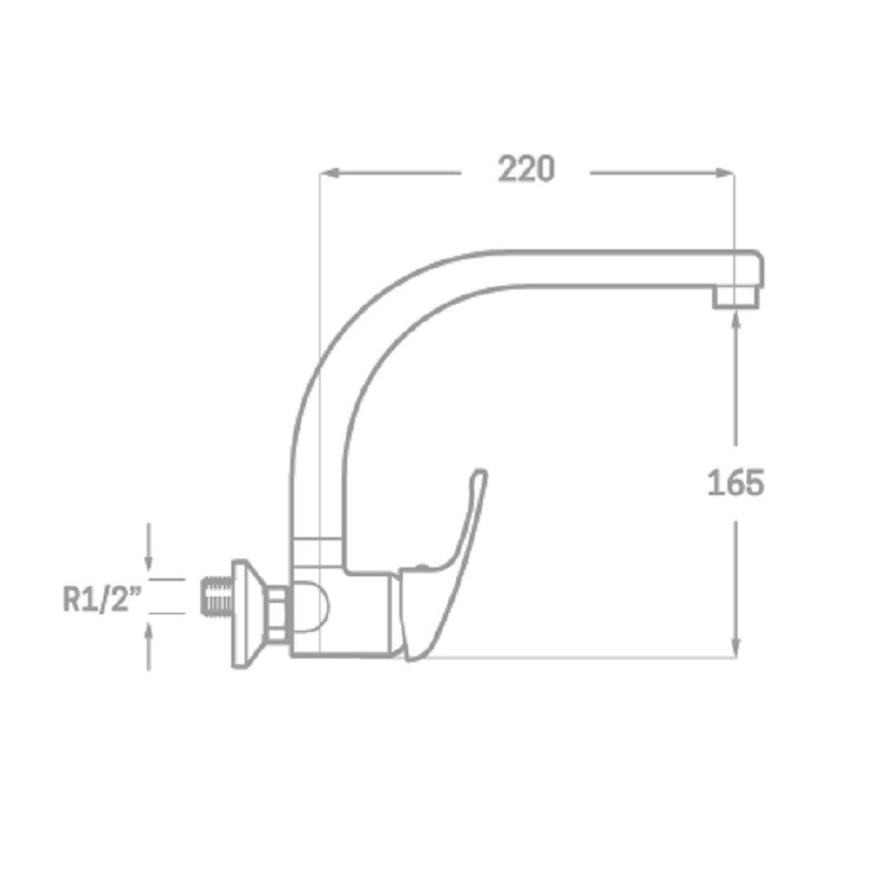 Grifo Monomando Fregadero Pared 11 cm. Serie Enkel c/tubo (Kalla)